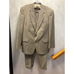 Burberrys Mens Taupe Plaid Two-Piece Suit Size 43